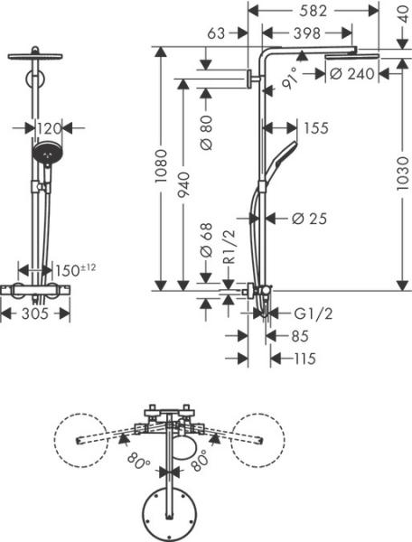 hansgrohe Raindance Select S 240 PowderRain brusesystem - Mat sort
