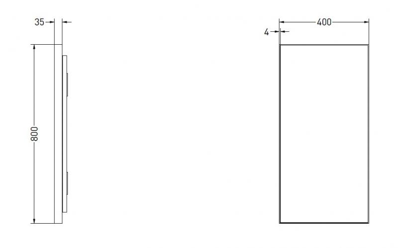 Sanibell Ink SP32 firkantet spejl m/backlight, varme og sensor 40 x 80 cm - Mat sort