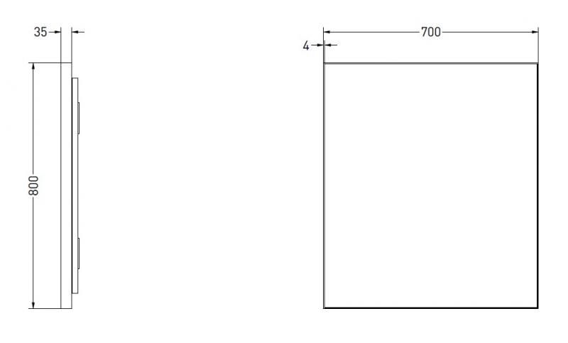 Sanibell Ink SP32 firkantet spejl m/backlight, varme og sensor 70 x 80 cm - B&oslash;rstet mat guld