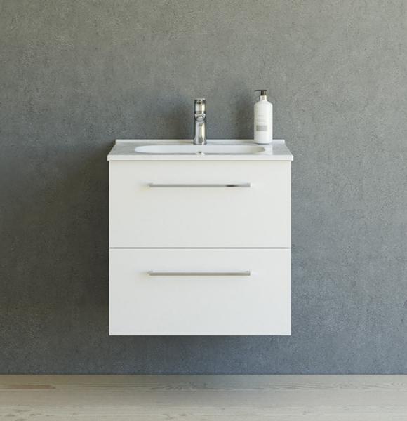 Dansani Mido+ 60 m&oslash;bels&aelig;t m/Kantate vask - Mat hvid