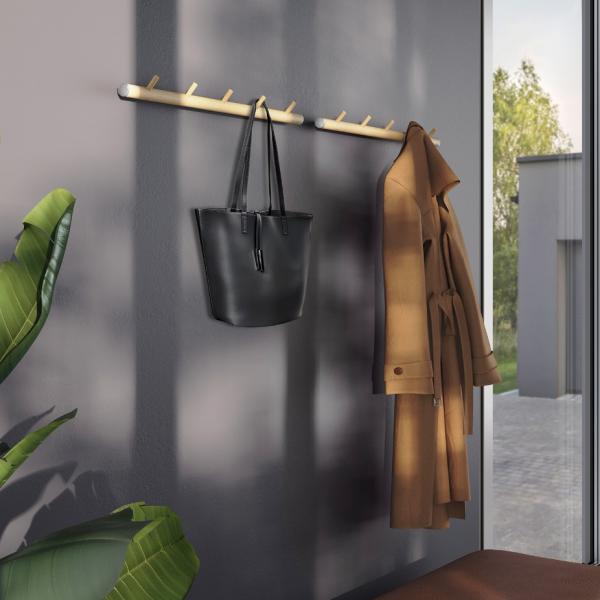 Beslagsboden vandret knager&aelig;kke m/5 knager - Tr&aelig;/mat gr&aring;