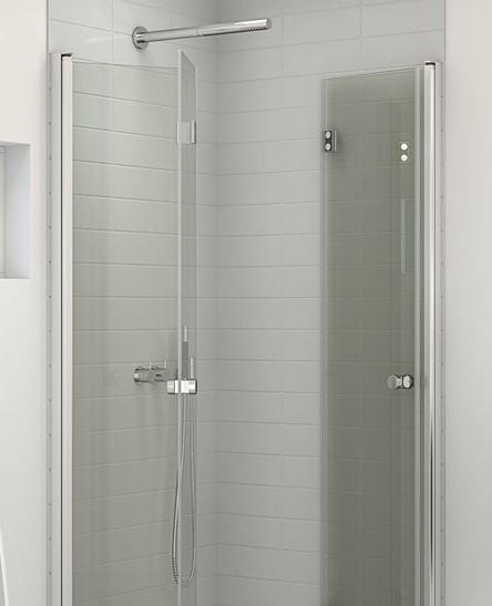 Dansani Match B+B bruseniche m/folded&oslash;re - 70x70 cm - Klar glas/mat krom