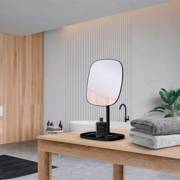 Beslagsboden Glow makeupspejl på fod m/bakke og 7x forstørrelse - Mat sort Beslagsboden Glow makeupspejl på fod m/bakke og 7x forstørrelse - Mat sort