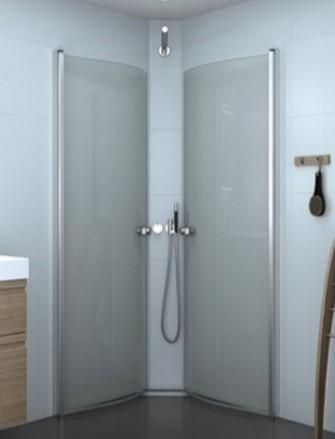 Dansani Match E+E rund brusehj&oslash;rne - 80x80 cm - Klart glas/matkrom