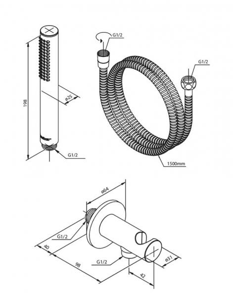 Damixa Silhouet komplet brusesystem til indbygning/loft - Steel Damixa Silhouet komplet brusesystem til indbygning/loft - Steel