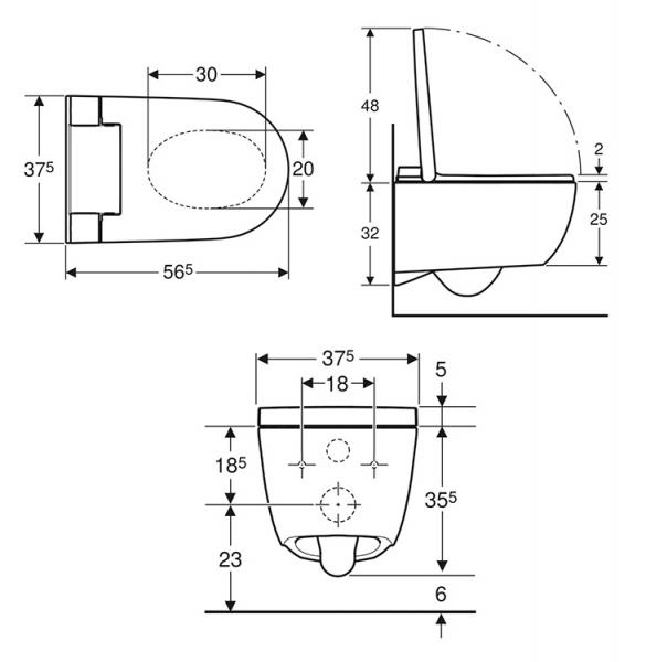 Geberit AquaClean Alba v&aelig;gh&aelig;ngt douchetoilet m/KeraTect og TurboFlush