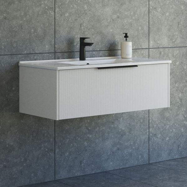 Dansani Mido+ Classic 101 møbelsæt m/Amber vask og 1 skuffe - Striber/mat sand Dansani Mido+ Classic 101 møbelsæt m/Amber vask og 1 skuffe - Striber/mat sand