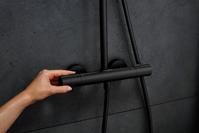 hansgrohe Pulsify S Puro 1jet & Tecturis komplet pakke til badev&aelig;relset - Mat sort