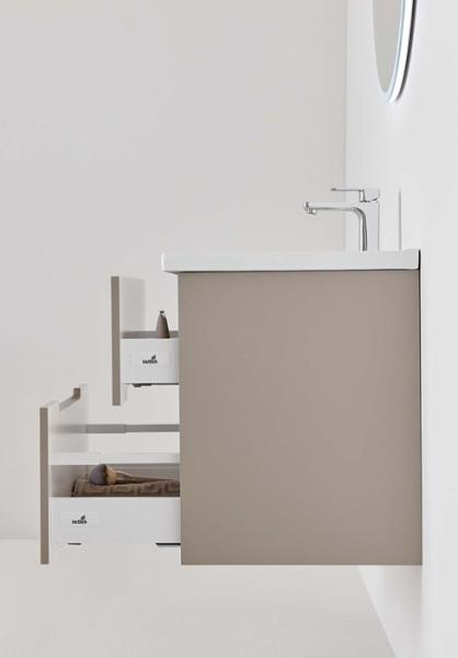 Hafa Clay 60 m&oslash;bels&aelig;t m/2 skuffer og On verge vask - M&oslash;rk beige