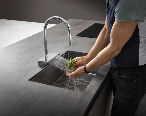 hansgrohe Aquno Select M81 k&oslash;kkenarmatur U-tud m/udtr&aelig;k og brus - Krom